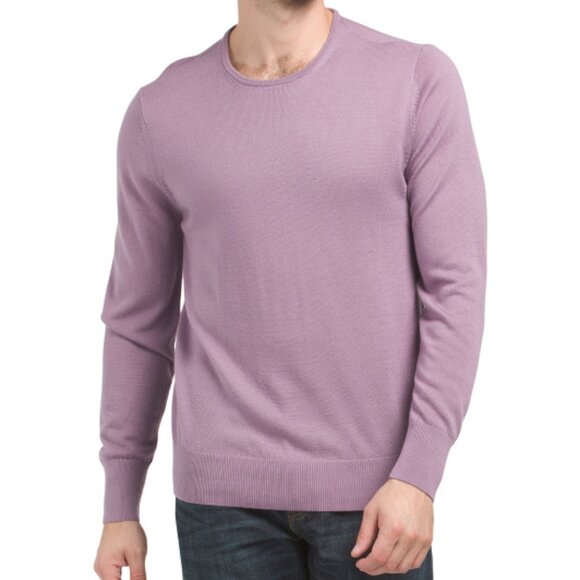 NEW BONOBOS Washable Merino Crew Neck Sweater Lilac for men 362mn - Picture 2 of 4